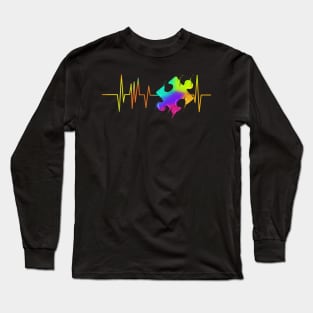 Heartbeat Jigsaw Puzzle Autism Awareness Long Sleeve T-Shirt